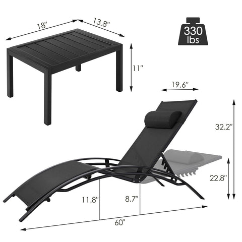 Patio Deck Chair Set Beach Pool-HA01719-Veeddydropshipping