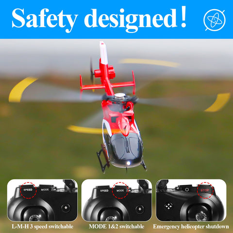 EC-135 Scaled 100 Size 4 Channels Gyro Stabilized RC Helicopter for Adults-TB01417-Veeddydropshipping