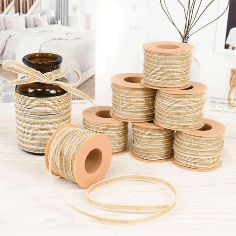 Rope Burlap Hessian Ribbon with Lace-HA00100-Veeddydropshipping