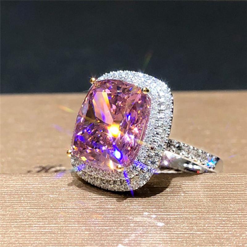 Personality Big Pink Cubic Zirconia Wedding Rings Fashion Jewelry-JW00134- Veeddydropshipping
