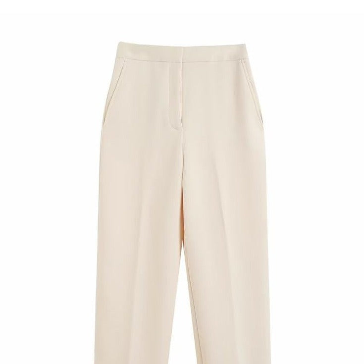 Fashion Zipper Trousers Vintage Lady Straight Pants-WF00084-Veeddydropshipping