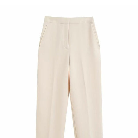 Fashion Zipper Trousers Vintage Lady Straight Pants-WF00084-Veeddydropshipping