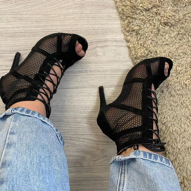 Sandals Summer Women High Top Shoes Black Ballroom Boots Salsa Tango-BS00821-Veeddydropshipping