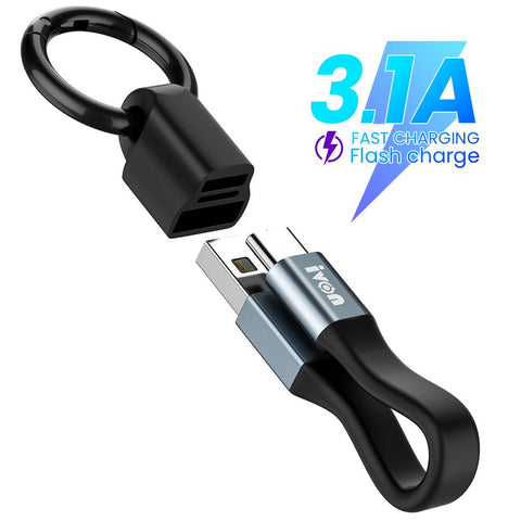2 in 1 USB Mobile Data Cable Portable Short Mini Keychain-Veeddydropshipping