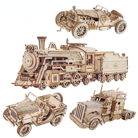 Train Model 3D Wooden Puzzle Toy Assembly Locomotive Model Building-TB01488-Veeddydropshipping