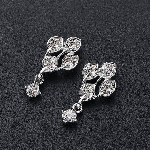 wedding jewelry Bridal Crystal Necklace Earring Sets  -JW00370-Veeddydropshipping