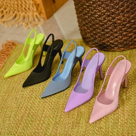 Slingback Sandals Pointed Toe Slip On Thin High Heel Ladies-BS00822-Veeddydropshipping