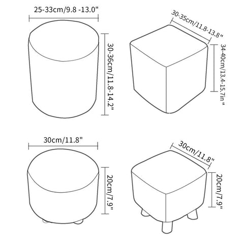 Ottoman Footstool Cover Round Stool Covers-HA00530-Veeddydropshipping