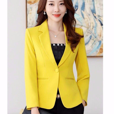 Women Slim Elegant Notched Single Button Fashion Blazers-WF00337-Veeddydropshipping