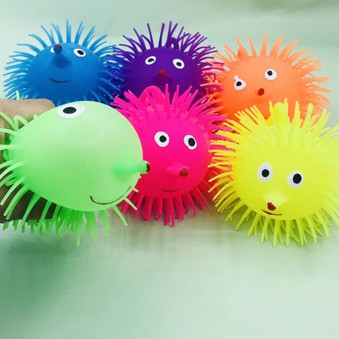 Glowing Fluffy Ball Squeeze Smiley Face Elastic Flash Vent Ball-TB01537-Veeddydropshipping