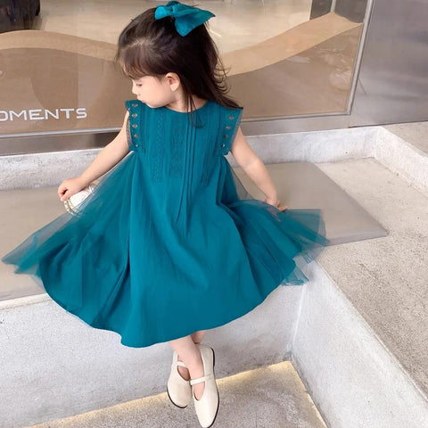 baby girl dresses summer solid cotton sleeveless dress for girls 2-10 year-TB00858-Veeddydropshipping
