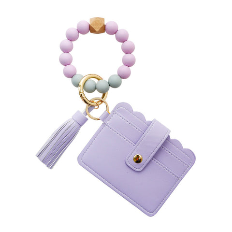 Ring Key Chain with Beaded Bracelet and Card Bag-BS00626-Veeddydropshipping
