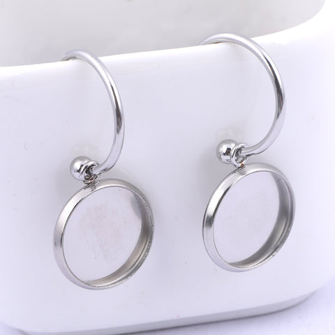 Steel Earring  Dangle Base Blanks 12 MM Cabochon  Diy -JW01621-Veeddydropshipping