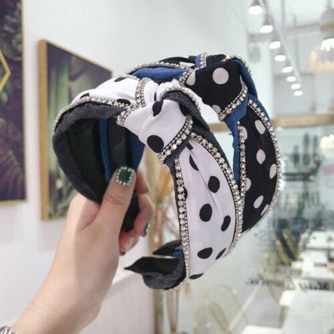 Ladies Crystal Tie Headband Hairband-WF01098-Veeddydropshipping