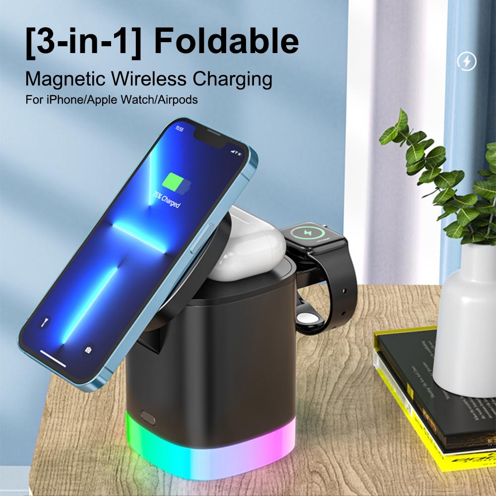 3 in 1 Magnetic Wireless Charger Stand Fast Charging-PA01120-Veeddydropshipping