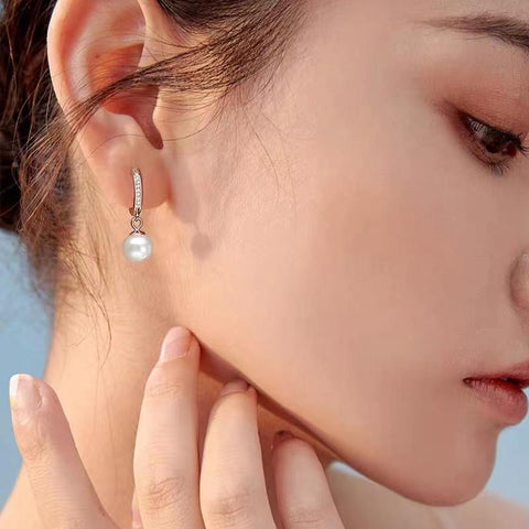 Pearl Earrings Natural Freshwater Pearl 925 Sterling Silver Earrings  -JW00162-Veeddydropshipping