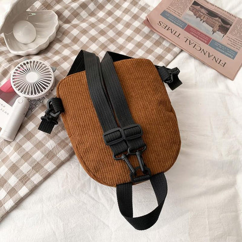 Solid Color Corduroy Small Backpacks Simple Casual Student-BS00245-Veeddydropshipping