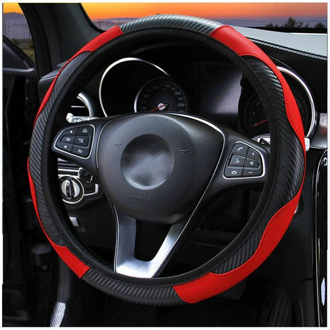 Wheel Cover Carbon Fiber Breathable Anti Slip PU Leather Universal-AM01293-Veeddydropshipping