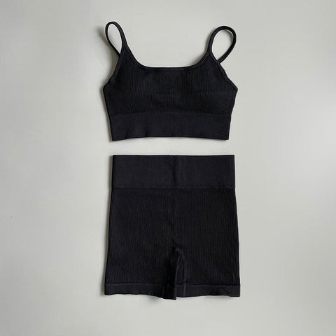 Seamless Yoga Set Gym Suits With Shorts Crop Top Sexy Bra  Women's Pants 2 Pieces-OS00758-Veeddydropshipping