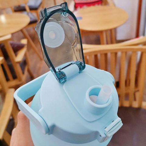 Water Bottle With Straw Time Marker Plastic Water Cup-HA01253-Veeddydropshipping