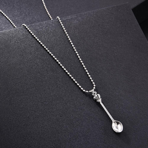 Mini Tea Spoon Shape Pendant Long Chain Necklace-JW01270-Veeddydropshipping