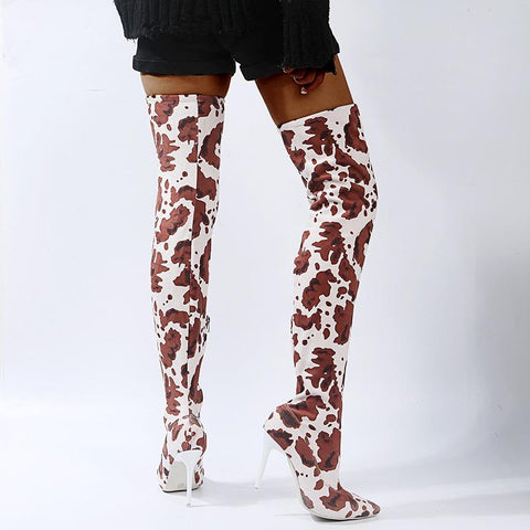High Heel Boot Pointed Toe Sexy club Shoes Thigh High-BS00927-Veeddydropshipping