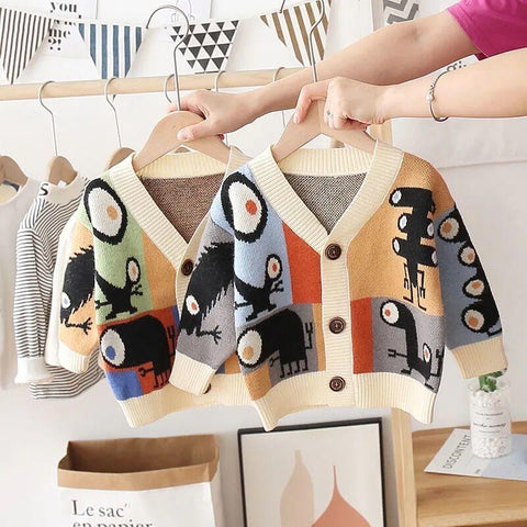 Children Cartoon Cardigan Sweater Boys Clothes Kids-Veeddydropshipping