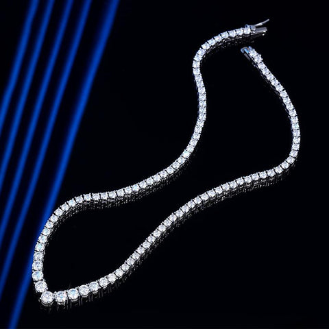 V-shaped Full Moissanite Tennis Necklace 925 Sterling Silver Chain-JW00084- Veeddydropshipping