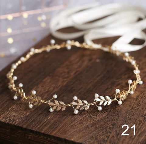 Flower Diamante Crystal Pearl Headband Rhinestone Wedding  -JW00538-Veeddydropshipping