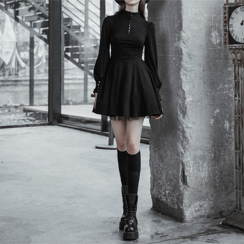 Women Gothic Style Goth Bandage Mini Dress-WF00325-Veeddydropshipping