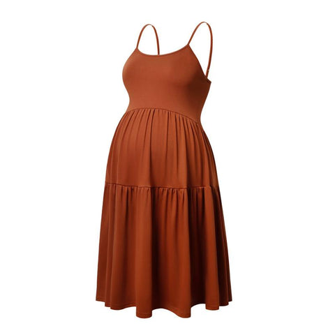 Pregnant Women Dress Sleeveless Adjustable Strap Swing Dresses-TB00617-Veeddydropshipping