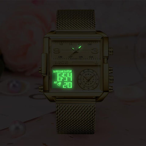 Luxury Creative Square Watches Ladies Fashion Dual Display -JW00900-Veeddydropshipping