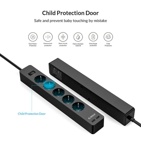Electronic Socket Power Strip Socket 3AC 5 AC Outlet With 2 USB Port Smart EU-CE00107-Veeddydropshipping