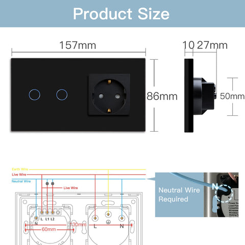 BSEED 1/2/3Gang 1/2/3Way WIFI Touch Light Switch Smart Wall Switch-TI01131-Veeddydropshipping