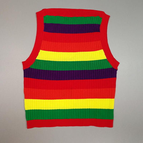 Woman Sleeveless Rainbow Printed Tank Tops Tops Vest-Veeddydropshipping