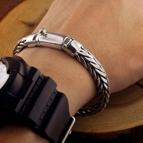 925 Sterling Silver Viking Bracelet Handcrafted Jewelry-JW00114-Veeddydropshipping