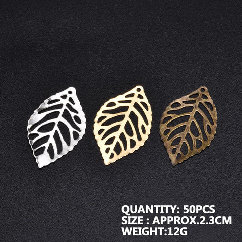 50Pcs Leaves Filigree Metal Crafts Jewelry DIY Wedding -JW00529-Veeddydropshipping