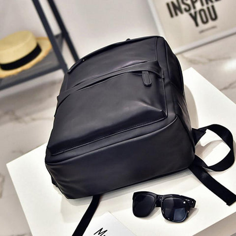 Style PU Leather Backpack Double Bib Horizontal Pull Backpack Computer Bag-BS00059-Veeddydropshipping