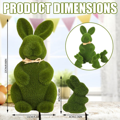 Easter Moss Rabbit Sculptures Bunny Figurines-HA00317-Veeddydropshipping