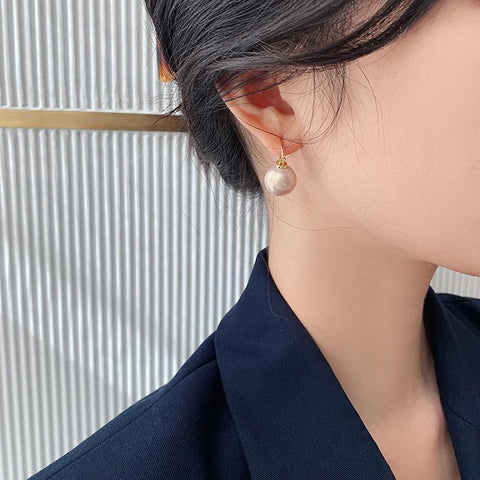 Korean Cute Pearl Drop Earrings  LuxuryU Shape Dangle  Earrings -JW00283-Veeddydropshipping