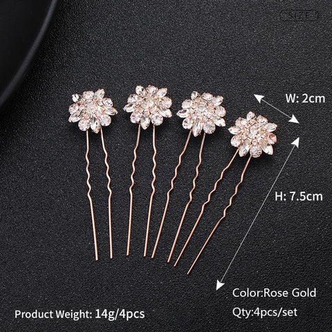 Bridal Wedding Hair Accessories Rhinestone Hair Pins Forks  -JW00459-Veeddydropshipping