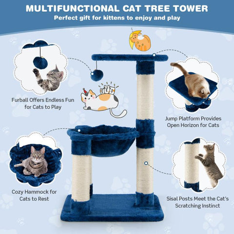 Stable Safe Structure Cat Toys Multi-level Cat Tree-HA01443-Veeddydropshipping