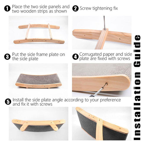Wooden Cat Scratcher Scraper Detachable Lounge Bed-HA01411-Veeddydropshipping