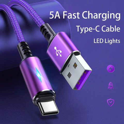 Type C 5A Fast Charging  Nylon Braided Charger Usb Cable-Veeddydropshipping