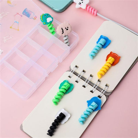 Cartoon Spiral USB Protector Charge Cable Silicone Bobbin Winder For Cell Phone-PA00941-Veeddydropshipping