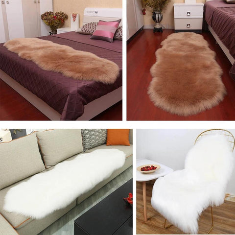 Soft Sheepskin Bedroom Fur Carpet-HA00453-Veeddydropshipping