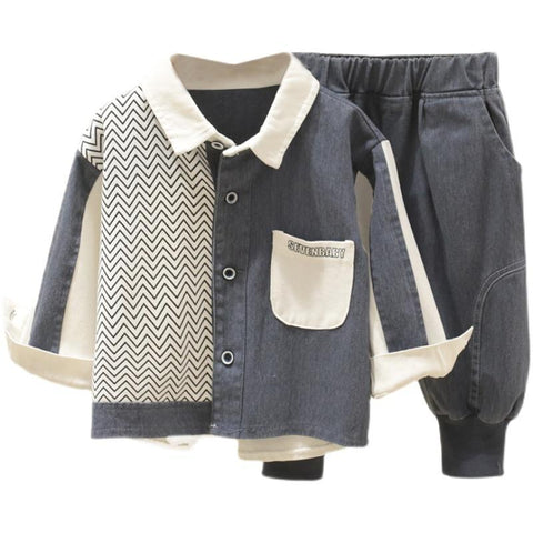 Autumn spring  2pcs Children striped Coat Long Sleeve Boy Baby Sets-TB01218-Veeddydropshipping