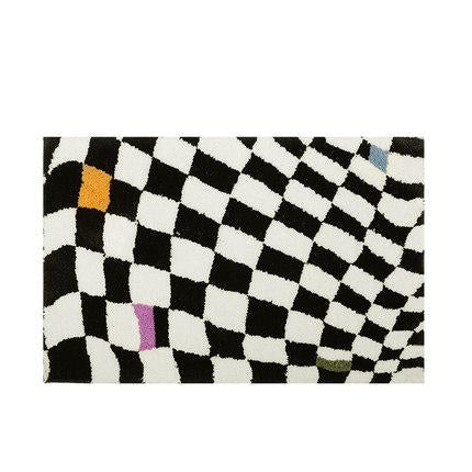 Chessboard Plaid Bath Mats Fluffy Grids Soft Floral Carpet-HA00469-Veeddydropshipping