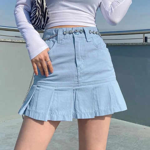 Women Korea Vintage Pleated High Waisted Skirts-WF00389-Veeddydropshipping