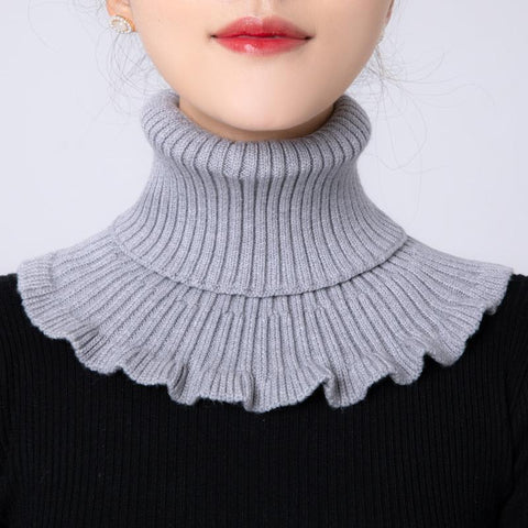 Warm Knitted Fake Collar Woolen Women Turtleneck-WF01131-Veeddydropshipping